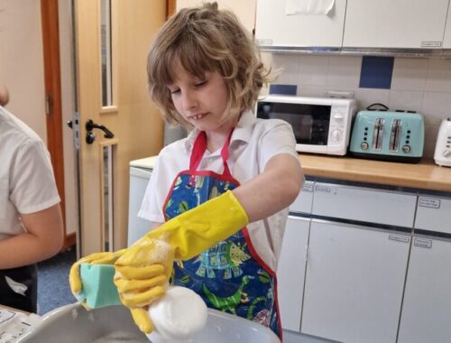 Elev care spala vasele la o scoala in Anglia (foto: Alexandra's Family)